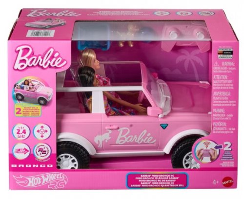 HOT WHEELS BARBIE REMOTE CONTROL FORD BRONCO RC VEHICLE WITH 2 DOLLS - PINK AND WHITE (ITEM: 1851616/JMM81) image 2