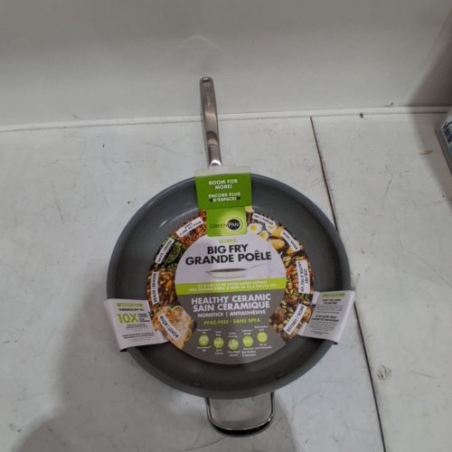 GREENPAN "THE BIG FRY" FRYPAN NON-STICK, PFAS-FREE, DISHWASHER SAFE & OVEN SAFE - 14" - GRAY (MODEL: 1972977) image 2