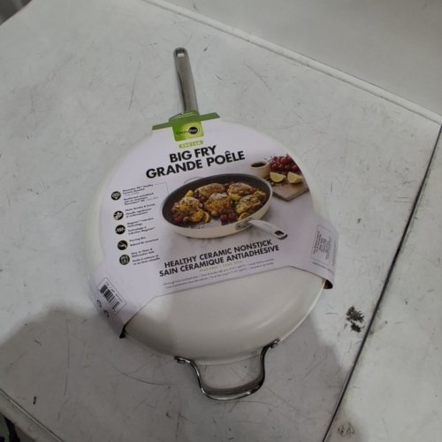 GREENPAN "THE BIG FRY" FRYPAN NON-STICK, PFAS-FREE, DISHWASHER SAFE & OVEN SAFE - 14" - GRAY (MODEL: 1972977) image 3