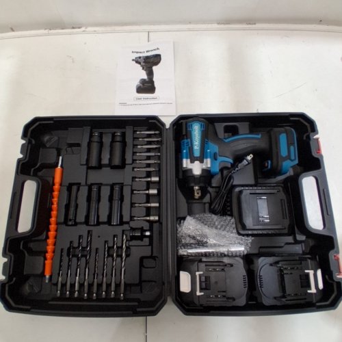 P-KOYEBOLT CORDLESS HIGH TORQUE IMPACT WRENCH KIT WITH 2 BATTERIES- 21 V, 2300 RPM - TEAL AND BLACK image 2