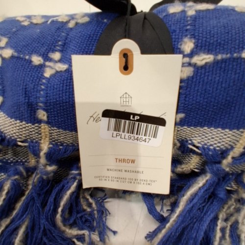 HEARTH & HAND WITH MAGNOLIA PATTERNED THROW BLANKET - 50" X 60" - BLUE image 3