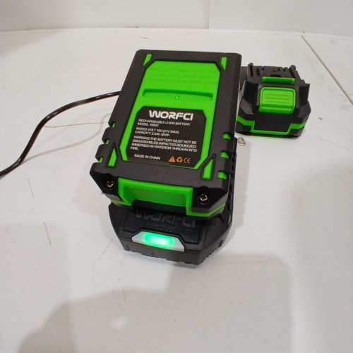 3PC WORFCI BATTERY CHARGER SET WITH TWO BATTERIES - 21V MAX, 2.0AH - BLACK, GREEN image 2