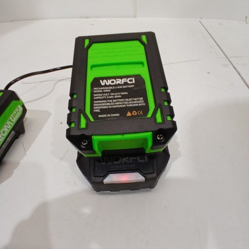 3PC WORFCI BATTERY CHARGER SET WITH TWO BATTERIES - 21V MAX, 2.0AH - BLACK, GREEN image 3