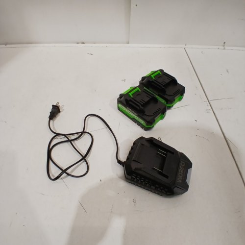 3PC WORFCI BATTERY CHARGER SET WITH TWO BATTERIES - 21V MAX, 2.0AH - BLACK, GREEN image 4
