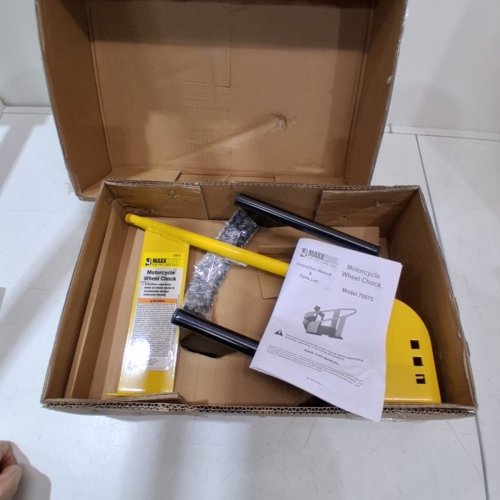 MAXXHAUL MOTORCYCLE MOUNTED WHEEL CHOCK - YELLOW / BLACK image 2