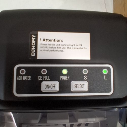 EUHOMY COUNTERTOP ICE MAKER MACHINE WITH HANDLE, BASKET AND SCOOP - MAKES 26LBS PER DAY - BLACK (MODEL: IM030-BBL-CAEH) image 2