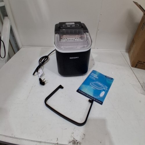 EUHOMY COUNTERTOP ICE MAKER MACHINE WITH HANDLE, BASKET AND SCOOP - MAKES 26LBS PER DAY - BLACK (MODEL: IM030-BBL-CAEH) image 4