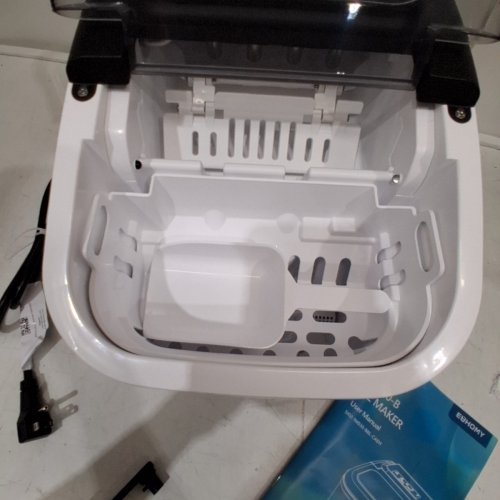 EUHOMY COUNTERTOP ICE MAKER MACHINE WITH HANDLE, BASKET AND SCOOP - MAKES 26LBS PER DAY - BLACK (MODEL: IM030-BBL-CAEH) image 5