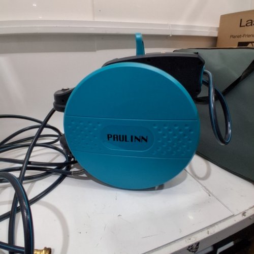 PAULINN RETRACTABLE GARDEN HOSE REEL WITH 180° SWIVEL BRACKET - 1/2" X 100FT - BLUE image 4