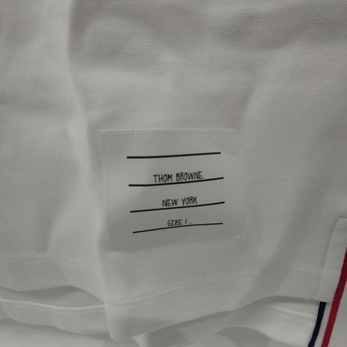 MEN'S THOM BROWNE 4- BAR STRIPE MILANO COTTON SHORT SLEEVE T-SHIRT - SIZE 1 - WHITE / GREY image 6