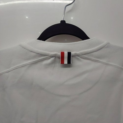 MEN'S THOM BROWNE 4- BAR STRIPE MILANO COTTON SHORT SLEEVE T-SHIRT - SIZE 1 - WHITE / GREY image 8