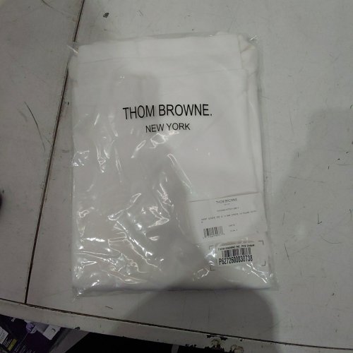 MEN'S THOM BROWNE 4- BAR STRIPE MILANO COTTON SHORT SLEEVE T-SHIRT - SIZE 1 - WHITE / GREY image 11