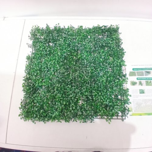 20PK ARTIFICIAL BOXWOOD HEDGE GRASS BACKDROP WALL PANELS - 20" X 20" - GREEN image 2