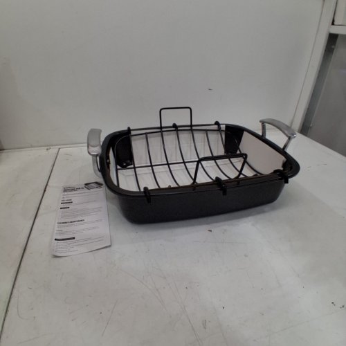CHEF POMODORO DELUXE X-LARGE CARBON STEEL ROASTING PAN WITH U-RACK, 18.5'' X 14.5'' image 2