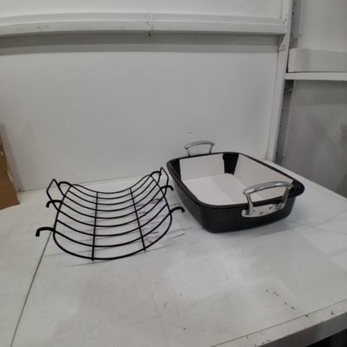 CHEF POMODORO DELUXE X-LARGE CARBON STEEL ROASTING PAN WITH U-RACK, 18.5'' X 14.5'' image 3