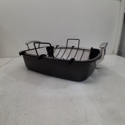 CHEF POMODORO DELUXE X-LARGE CARBON STEEL ROASTING PAN WITH U-RACK, 18.5'' X 14.5'' image 4