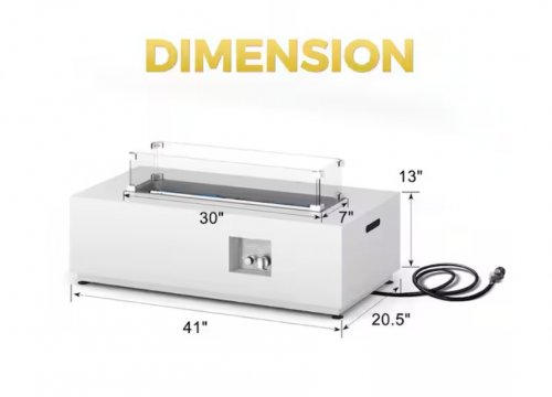 OUTDOOR RECTANGULAR PROPANE FIRE PIT TABLE WITH HIDDEN TANK STORAGE - 50,000BTU - 41" X 20.5" X 13" - LIGHT GREY (ITEM: SF-LG-GIR-2025NP-RS) image 2