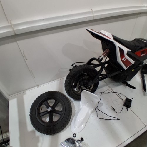 KIDS GARVEE ELECTRIC DIRT BIKE WITH REAR SUSPENSION, MUSIC & RUBBER TIRES - 350W - 13.7MPH - 24V - WHITE/MULTICOLOR (MODEL:JC310A) image 5