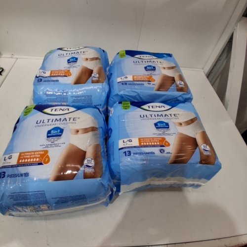 52PK ADULT'S TENA ODOUR PROTECTION DISPOSABLE UNDERWEAR - LARGE (45" - 58") - WHITE (MODEL: 072323) image 2