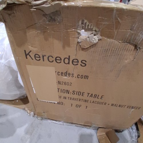 KERCEDES SIDE TABLE - TRAVERTINE + WALNUT (ITEM: N2602) image 2