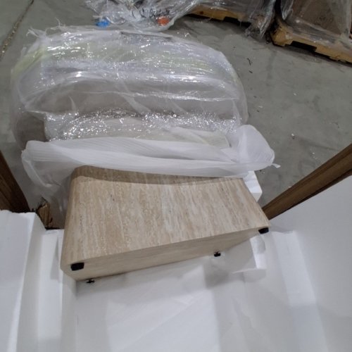 KERCEDES SIDE TABLE - TRAVERTINE + WALNUT (ITEM: N2602) image 3