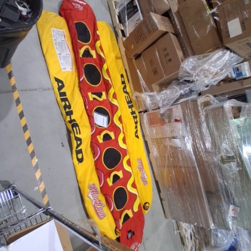 AIRHEAD INFLATABLE JUMBO HOT DOG TOWABLE TUBE - 1-5 RIDERS - RED/YELLOW (MODEL: HD-52/HD-52Z) image 4