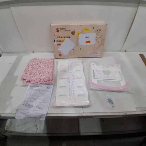 ROBUD WOODEN ROCKING DOLL CRADLE - PINK AND WHITE (MODEL: WRP06) image 2