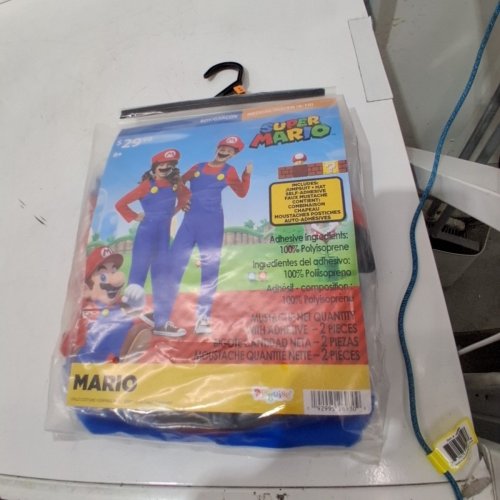 3PC KIDS SUPER MARIO CLASSIC COSTUME- MEDIUM - BLUE/RED image 2