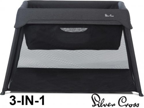 SILVER CORSS SLUMBER 3-IN-1 TRAVEL CRIB TO BASSINET/PLAYARD WITH MATTRESS PAD - 44" X 31.5" X 26.5" - CHARCOAL image 2