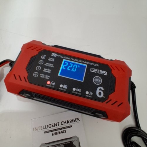 COREBOX 12V CAR BATTERY CHARGER & MAINTAINER - RED/BLACK (MODEL: H-6CS) image 2