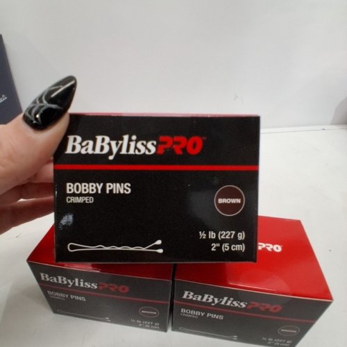 3 BABYLISSPRO CRIMPED BOBBY PINS - 1/2 LBS, 2" - BROWN image 3