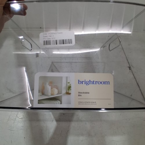 BRIGHTROOM PLASTIC STACKABLE BIN - 12" X 12" X 8" - CLEAR image 3