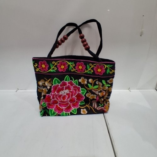 EMBROIDERED FLORAL HANDBAG PURSE - MULTICOLOURED image 3