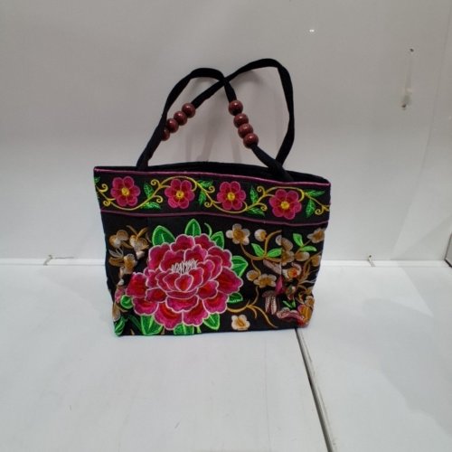 EMBROIDERED FLORAL HANDBAG PURSE - MULTICOLOURED image 4
