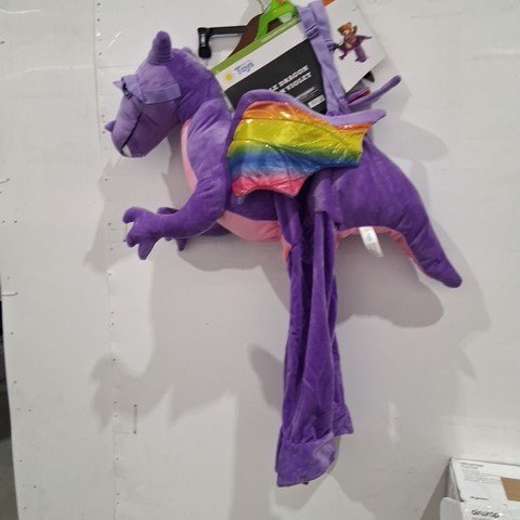 KID'S PURPLE PLUSH DRAGON COSTUME -SIZE 3T -4T - PURPLE/ RAINBOW image 2