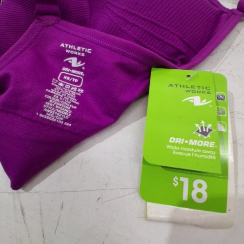 WOMEN'S ATHLETIC WORKS ZIPPER BRA - EXTRA SMALL - VIOLET (STYLE: AWS51621LD) image 2