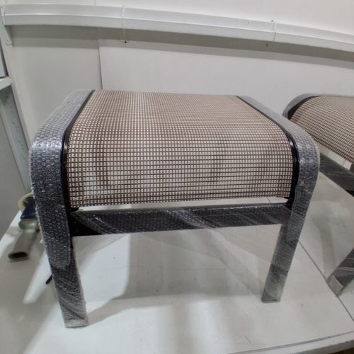 2PK DEGUIFEI ALUMINUM OUTDOOR OTTOMAN FOOTRESTS - LARGE - BROWN - (MODEL: OPMXBN001) image 2