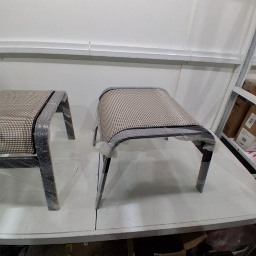 2PK DEGUIFEI ALUMINUM OUTDOOR OTTOMAN FOOTRESTS - LARGE - BROWN - (MODEL: OPMXBN001) image 3
