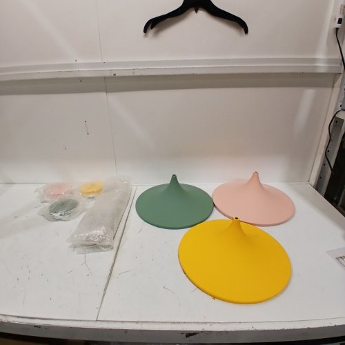3PK KCO MODERN MACARON CONE PENDANT LIGHT - 14" X 9" - YELLOW/GREEN/PINK - (MODEL: L1096) image 2