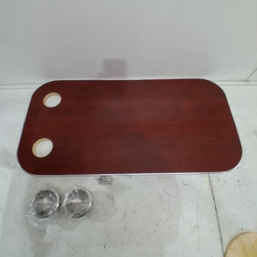 ACOUTO BOAT SOLID WOOD WATERPROOF STAIN RESISTANT TABLE TOP WITH 2 CUP HOLDERS - 31.49" X 15.74" - DARK RED (MODEL: ACOUTOH4Q9G72MRO-11) image 2