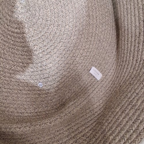 WOVEN BLANKET BASKET WITH HANDLE - 20" X 14" - BEIGE AND WHITE image 2