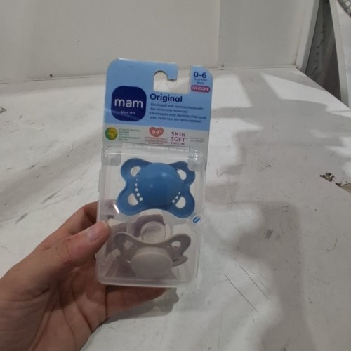 2PK MAM ORIGINAL MATTE BABY PACIFIER - 0-6M - BLUE/GREY image 2