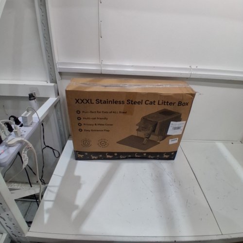 STAINLESS STEEL CAT LITTER BOX FOR LARGE OR MULTIPLE CATS - XXXL - 24" X 14.5" X 16.5" - GREY image 4