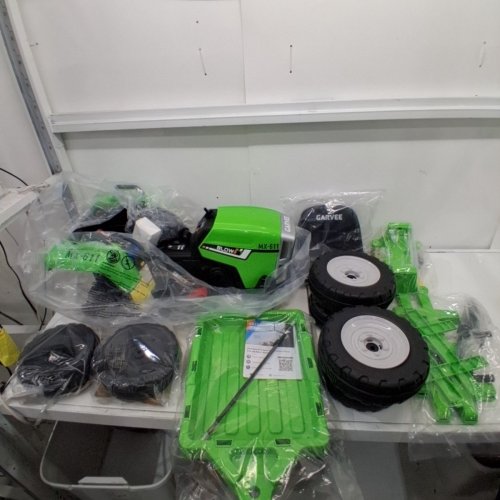 KIDS GARVEE RIDE-ON TRACTOR - 12V ELECTRIC TRACTOR TRAILER, 3-6 YRS, WITH REMOTE CONTROL - GREEN (MODEL: PTO_0WMI) image 4