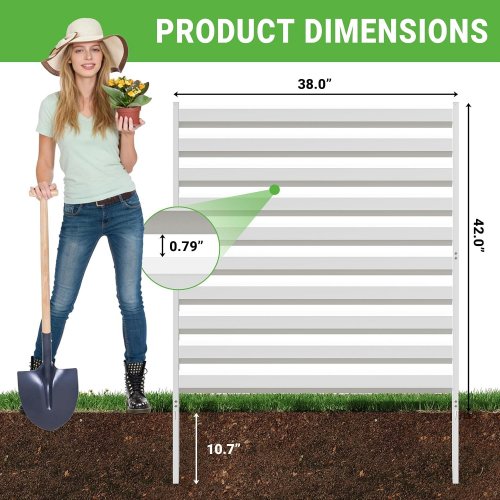 3PK BESFUR METAL PRIVACY FENCE PANELS FOR OUTSIDE - 42" H X 38" W - WHITE (MODEL: WL4238WT3PK) image 2