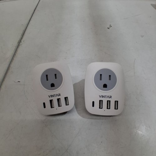 2PK VINTAR TYPE I TRAVEL CONVERTER WITH 2 AC OUTLETS, 4 USB PORTS (1 USB C) - WHITE image 2