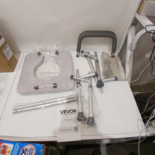 4-LEG RAISED TOILET SEAT WITH ADJUSTABLE HEIGHT AND ARMS - 400LBS MAX - GREY (MODEL:XZY402) image 2