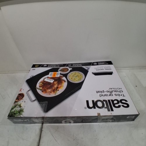 SALTON HOTRAY XL WARMING TRAY WITH TEMPERED GLASS - 400W -21" X 16" - BLACK - (MODEL: 2123123 / WT2148) image 4