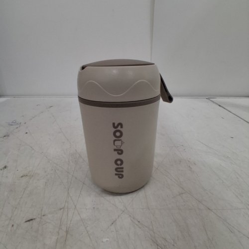 2PC REUSABLE INSULATED SOUP / FOOD CONTAINER WITH SPORK UTENSIL - 20OZ - BEIGE/BROWN image 6