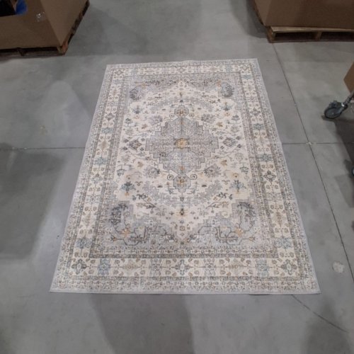 PADOOR VINTAGE STYLE MACHINE WASHABLE NON-SLIP AREA RUG - 5FT X 7FT - GREY/BLUE image 3